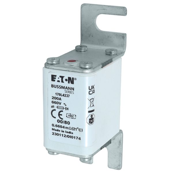 Fuse-link, high speed, 200 A, AC 660 V, size 00, 30 x 51 x 98 mm, aR, DIN, IEC, single indicator image 4