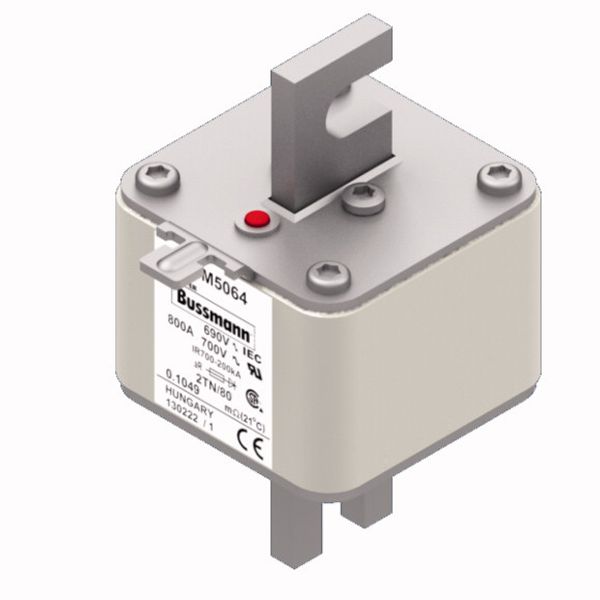 Fuse-link, high speed, 800 A, AC 690 V, DIN 2, 61 x 75 x 108 mm, aR, DIN, IEC, single indicator image 2