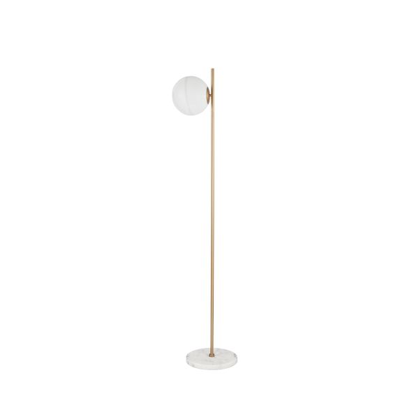 Milky White Glass Brass Gold & White Marble LED E27 1x12 Watt 230 Volt IP20 Bulb Excluded Cable Length: 140 cm L: 30 W: 37 H: 155 cm image 1