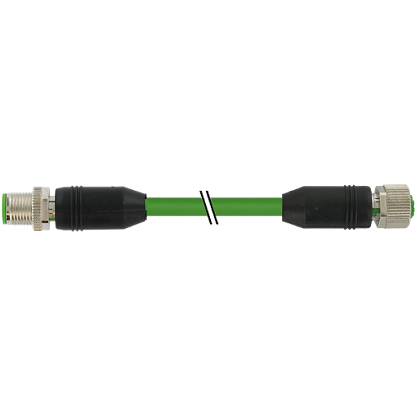 M12 male 0°/M12 fem. 0° D TPE 22AWG SF/UTP CAT5e gn . ITC/PLTC 12m image 1