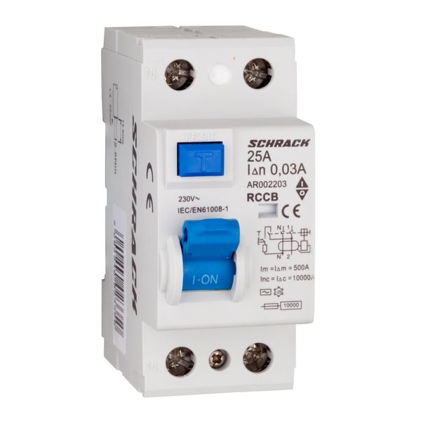 Residual Current Circuit Breaker 10kA, 25A, 2-pole, 30mA image 1