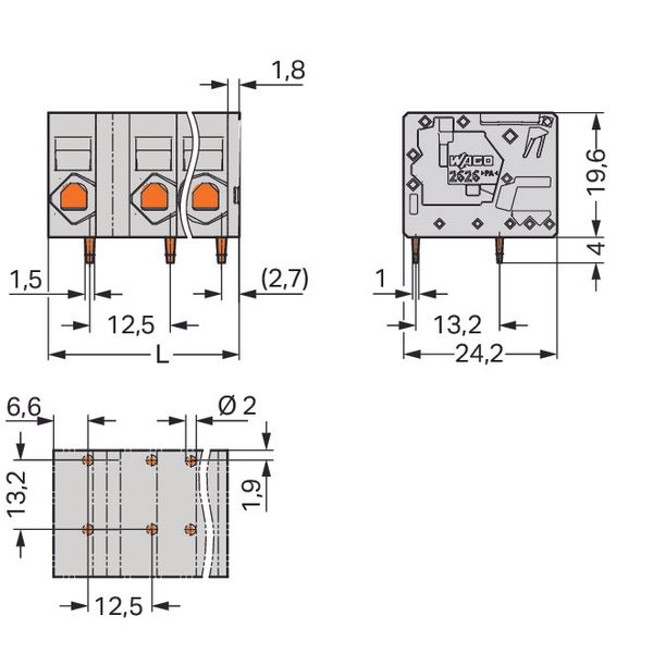 2626-1361 PCB terminal block; 6 mm²; Pin spacing 12.5 mm image 5