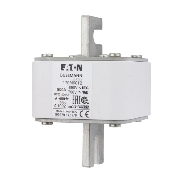 Fuse-link, high speed, 800 A, AC 690 V, DIN 3, 76 x 76 x 109 mm, aR, DIN, IEC, single indicator image 6