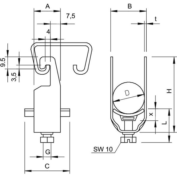 2056U M 64 FT Clamp clip with metal pressure sump 58-64mm image 2