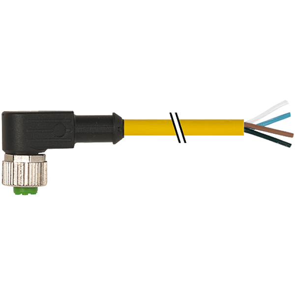 M12 female 90° A-cod. with cable PUR 4x0.34 ye UL/CSA+drag ch. 12m image 1