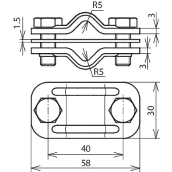 Bimetallic UNI disconnecting clamp Cu-St/tZn for 2x Rd 8-10mm image 2