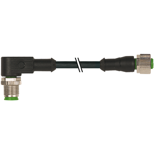 M12 male 90° / M12 female 0° A-cod. PUR 4x0.34 bk UL/CSA+drag ch. 21m image 1