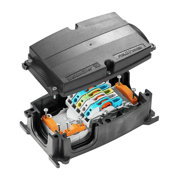 Energy distribution terminal strip with housing, IP65, in complete sta image 1