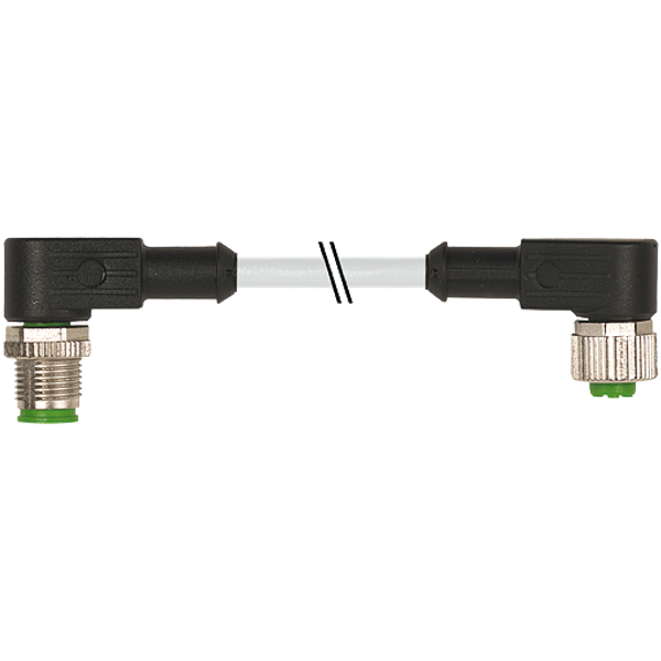 M12 male 90° / M12 female 90° A-cod. PUR 5x0.34 gy +drag ch. 0.6m image 1