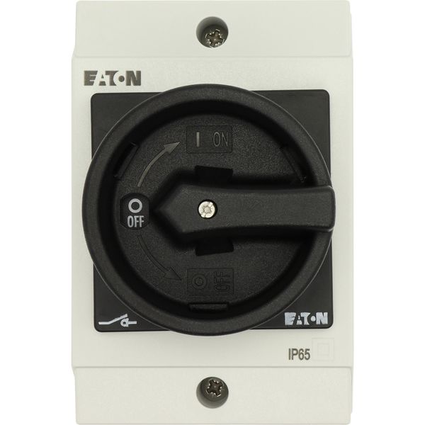 Main switch, T0, 20 A, surface mounting, 2 contact unit(s), 3 pole, 1 N/O, STOP function, With black rotary handle and locking ring, Lockable in the 0 image 25