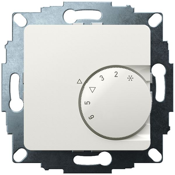 UP room controller, RAL9010 glossy 50x50, 5-30C, AC 230V, output contactless via triac, switchable 5 actuators each 3W image 1