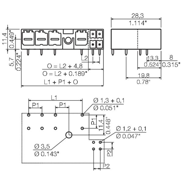 Hybrid connector (board connection), 7.62 mm, Number of poles: 2, Outg image 3