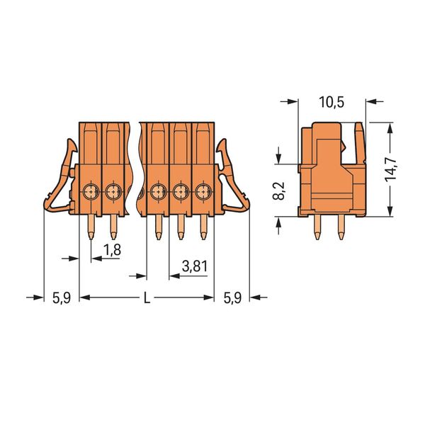 THT female header straight Pin spacing 3.81 mm orange image 2