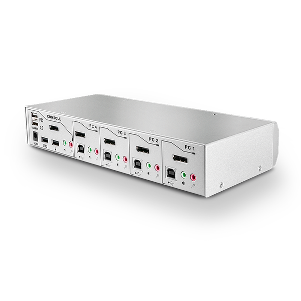 4 Port DisplayPort 1.2, USB 2.0 & Audio KVM Switch Switch between 4 DP equipped PCs from one keyboard, mouse and monitor image 2