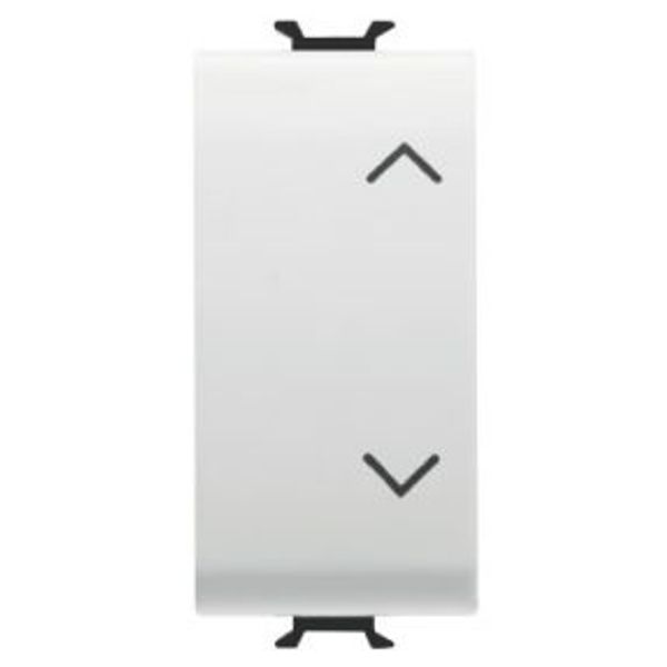 THREE-WAY SWITCH 1P 250V ac - 10AX - NEUTRAL BUTTON - SYMBOL UP-DOWN - 1 MODULE - SATIN WHITE - CHORUSMART image 1