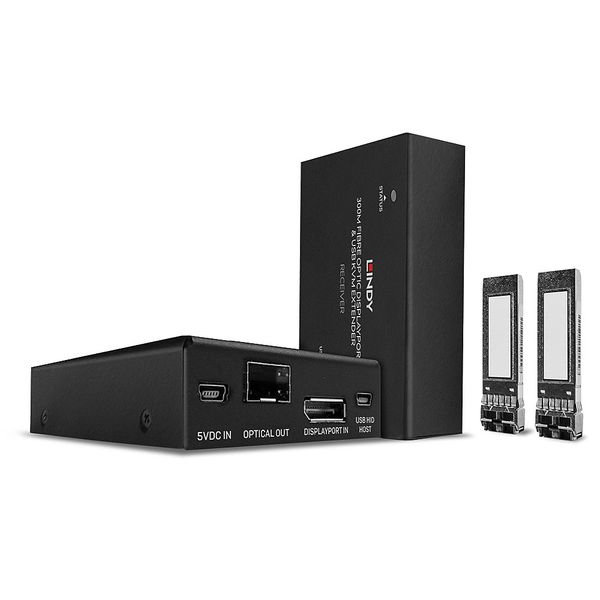 300m Fibre Optic DisplayPort 1.2 & USB KVM Extender Extend DisplayPort 1.2 and USB KM device signals up to 300m image 1