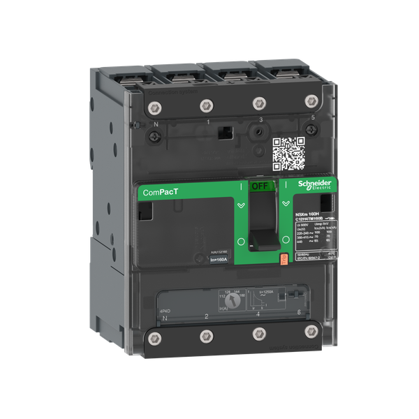 Circuit breaker, ComPacT NSXm 100F, 36kA/415VAC, 4 poles 3D (neutral not protected), TMD trip unit 80A, lugs/busbars image 4
