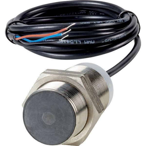 Proximity switch, E57P Performance Serie, 1 NC, 3-wire, 10 – 48 V DC, M30 x 1.5 mm, Sn= 10 mm, Flush, NPN, Stainless steel, 2 m connection cable image 1