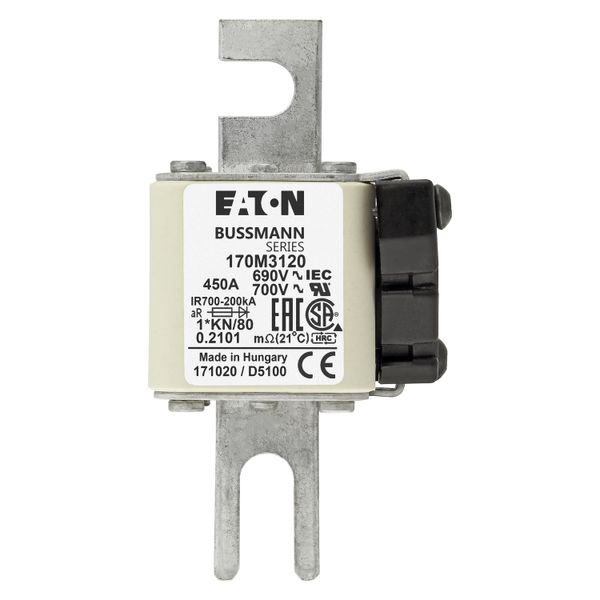 Fuse-link, high speed, 450 A, AC 690 V, compact DIN 1, 45 x 59 x 104 mm, aR, DIN, IEC, single indicator image 15