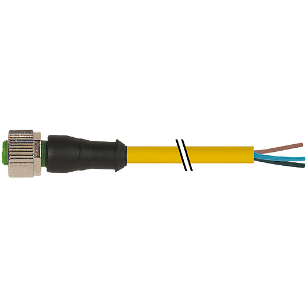 M12 female 0° A-cod. with cable PUR 5x0.34 ye UL/CSA+drag ch. 1m image 1