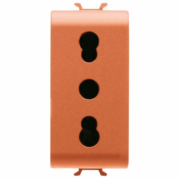 ITALIAN STANDARD SOCKET-OUTLET 250V ac - FOR DEDICATED LINES - 2P+E 16A DUAL AMPERAGE - P11-P17 - 1 MODULE - ORANGE - CHORUSMART image 2