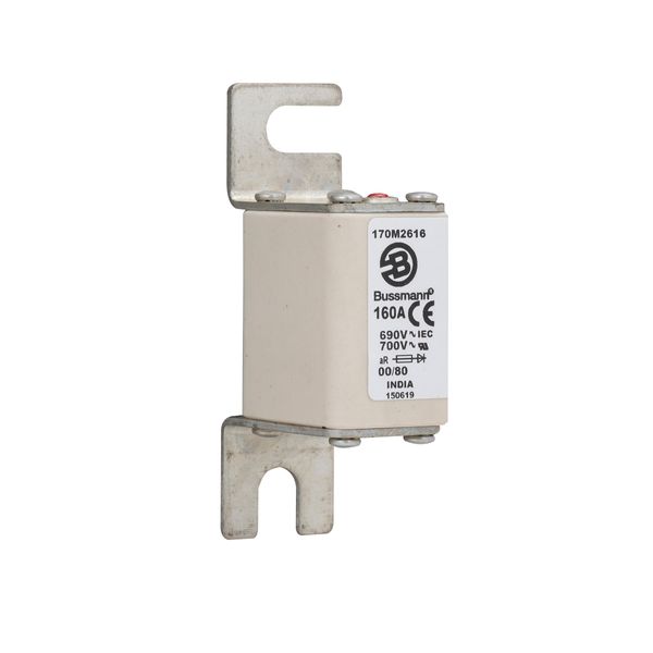 Fuse-link, high speed, 160 A, AC 690 V, DIN 00, 30 x 51 x 100 mm, aR, DIN, IEC, single indicator image 6