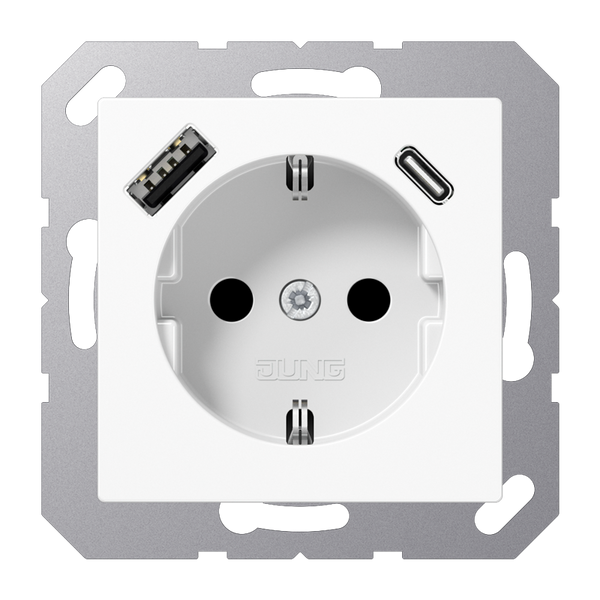 SCHUKO socket with USB type AC A1520-15CAWW image 1