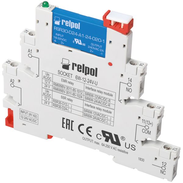 Interface relay: consists with:universal socket 6W-12-24V-U and relay RSR30-D24-A1-24-020-1 image 1