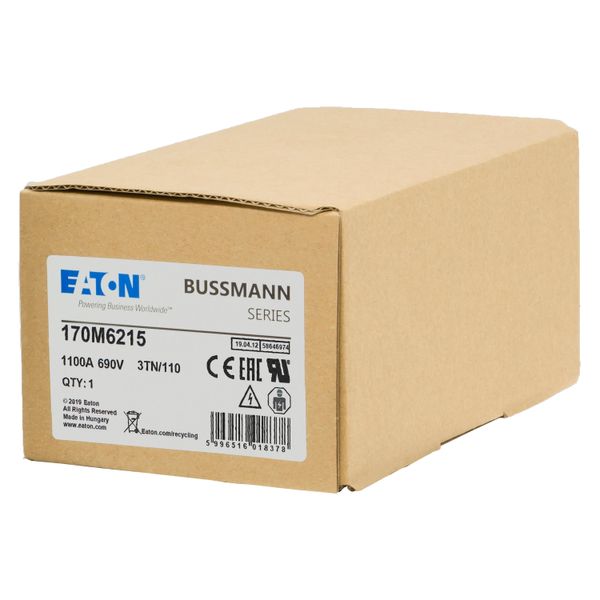 Fuse-link, high speed, 1100 A, AC 690 V, DIN 3, 76 x 90 x 139 mm, aR, DIN, IEC, type T indicator image 15