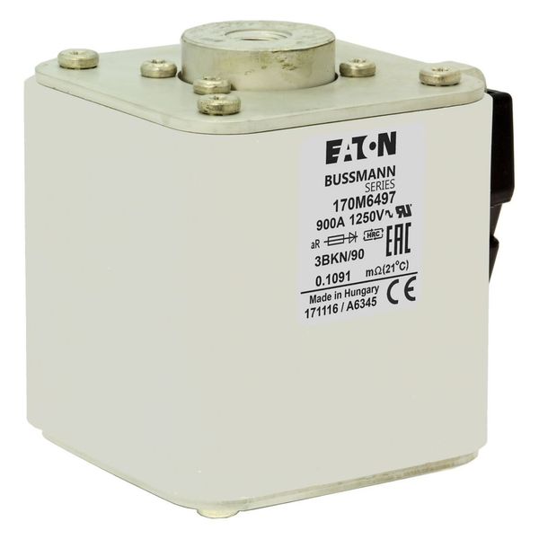 Fuse-link, high speed, 900 A, AC 1250 V, size 3, 76 x 92 x 91 mm, aR, IEC, UL, single indicator image 20