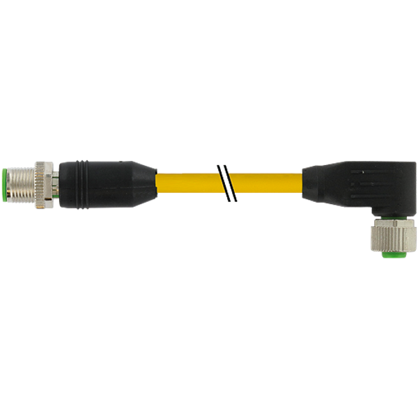 M12 male 0° / M12 female 90° A-cod. TPE 8x22AWG ye . ITC/PLTC 1.5m image 1