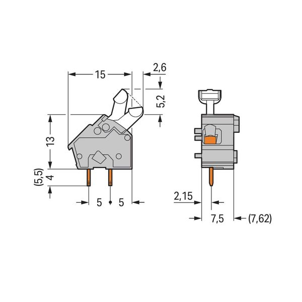 Stackable PCB terminal block push-button 2.5 mm² light gray image 2