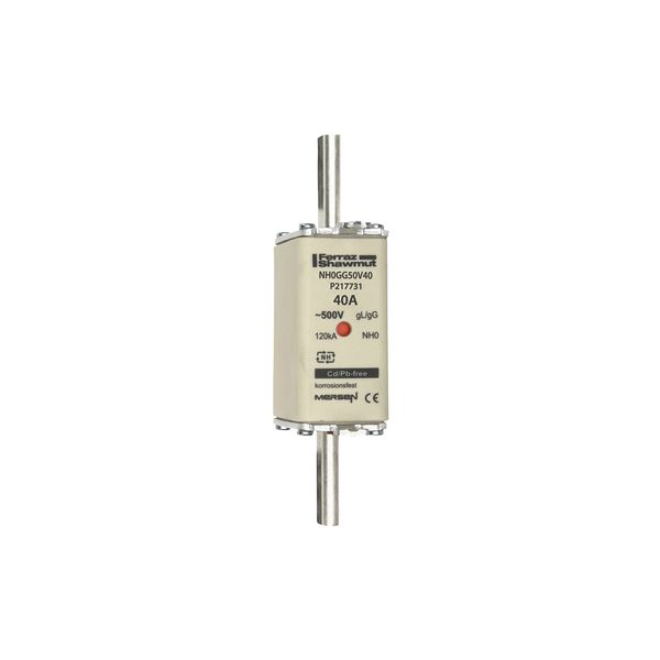 Fuse-link NH0 gG 500VAC 40A live tags Double indicator image 1