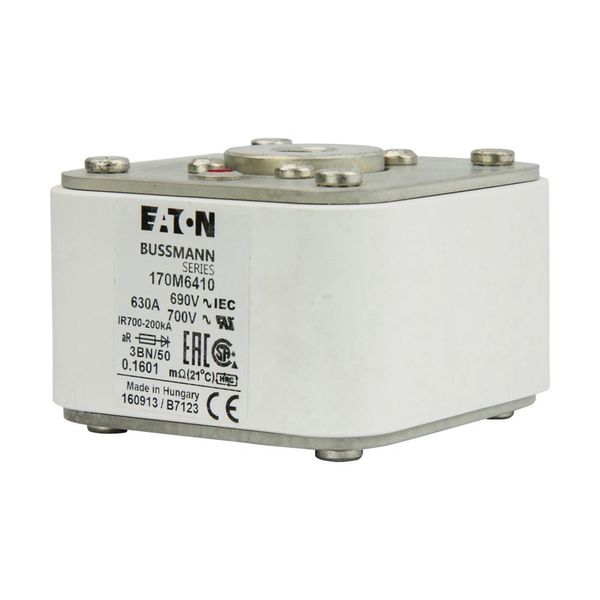 Fuse-link, high speed, 630 A, AC 690 V, size 3, aR, IEC, UL, single indicator image 10