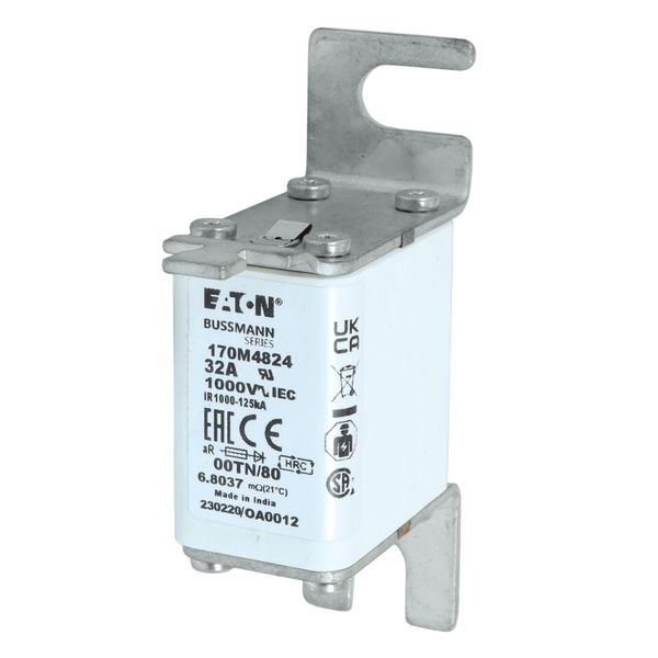 Fuse-link, high speed, 32 A, AC 1000 V, size 00, 30 x 47 x 98 mm, aR, DIN, IEC, type T indicator image 31