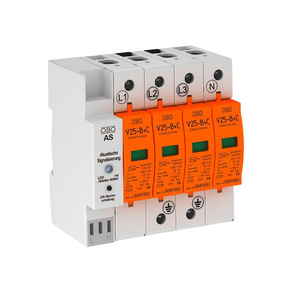 V25-B+C 4+AS280  Combined surge arrester, type 1+2, 4P, 50kA(8/20), AS, 280V image 1