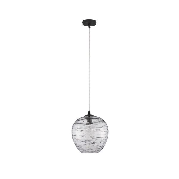 Matt Black Metal  & Light Grey Glass  LED E27 1x12 Watt 230 Volt  IP20 Bulb Excluded  D: 25 H  1: 28.5 H  2: 120 cm Adjustable Height image 1