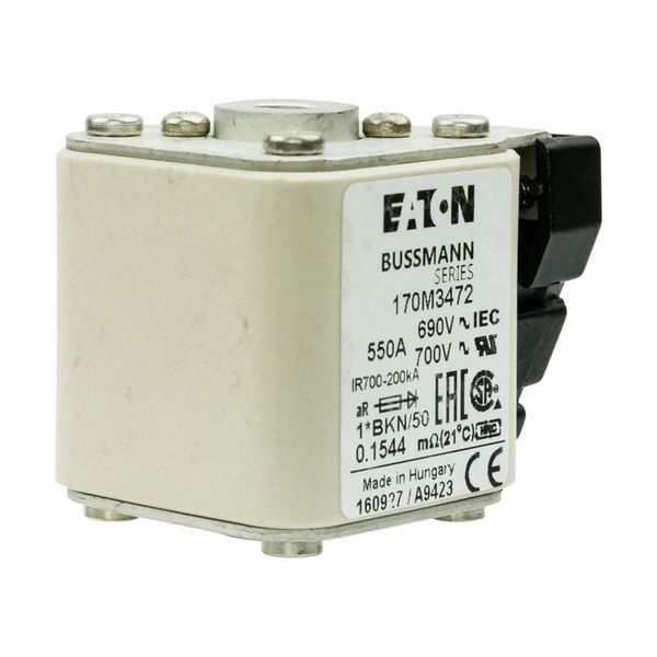 Fuse-link, high speed, 550 A, AC 690 V, compact size 1, aR, IEC, UL, single indicator image 11