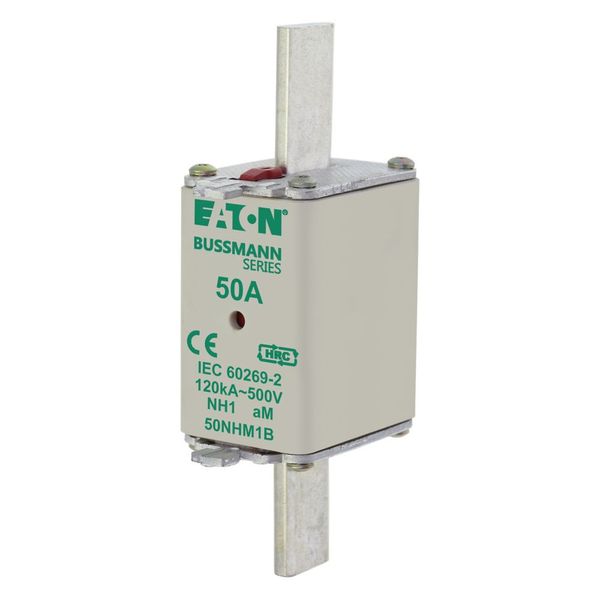 Fuse-link, low voltage, 50 A, AC 500 V, NH1, aM, IEC, dual indicator image 6