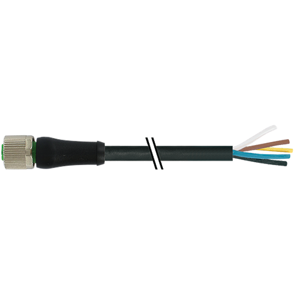 M12 Power female 0° L-cod. with cable PUR 4x1.5 bk +drag ch. 1.5m image 1