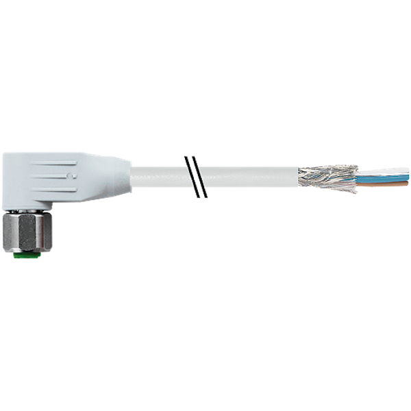 M12 fem. 90° A-cod. with cable shielded F&B PVC 5x0.34 shielded gy 25m image 1