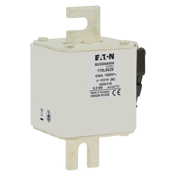 Fuse-link, high speed, 630 A, AC 1000 V, Size 3, 74 x 92 x 141 mm, aR, IEC, single indicator image 18