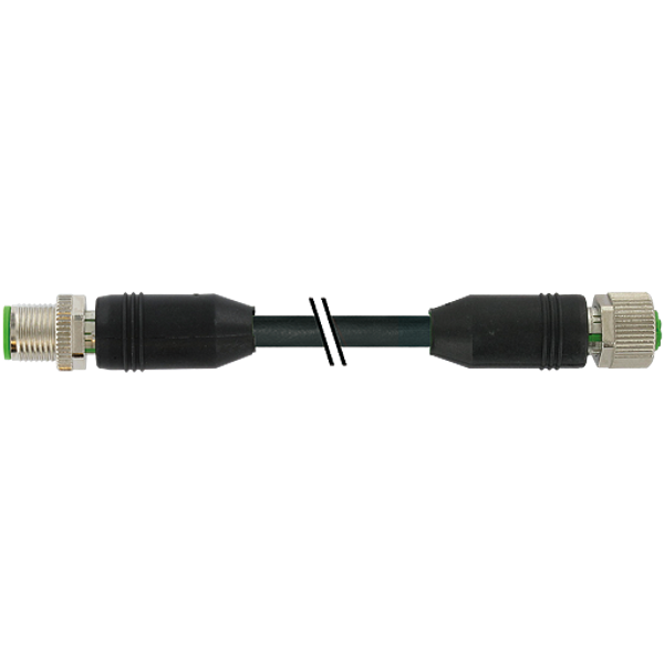 M12 male 0° / M12 female 0° A-cod. PUR 12x0.14 bk UL/CSA+drag ch. 10m image 1