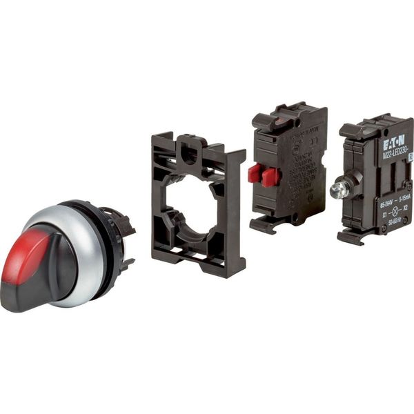 Illuminated selector switch actuator, RMQ-Titan, maintained, 2 positions, 1 NC, red, LED 230 VAC, Blister pack for hanging image 4