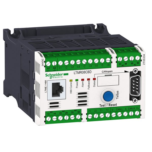 Motor Management, TeSys T, motor controller, CANopen, 6 logic inputs, 3 relay logic outputs, 0.4 to 8A, 100 to 240VAC image 1