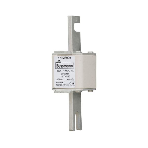 Fuse-link, high speed, 450 A, AC 690 V, compact size 1, 43 x 59 x 141 mm, aR, DIN, IEC, visual indicator image 7