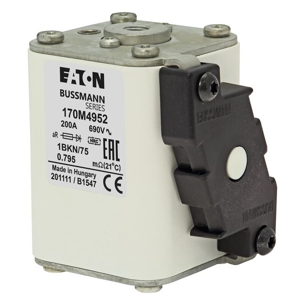 Fuse-link, high speed, 200 A, AC 1000 V, size 1, 52 x 69 x 74 mm, aR, IEC, UL, single indicator image 14