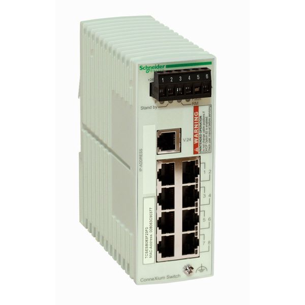 switch, Modicon Networking, basic managed switch, 6 ports for copper, 3 ports for fiber optic multimode image 1