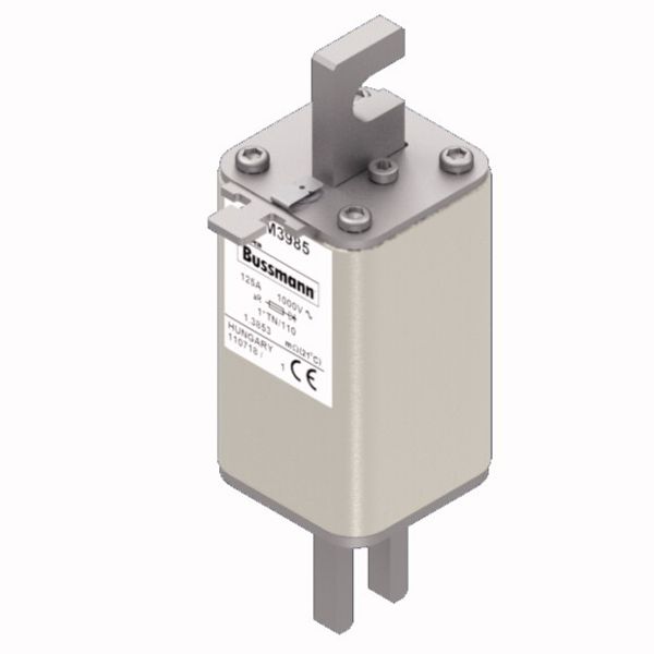 Fuse-link, high speed, 125 A, AC 1000 V, compact DIN 1, 43 x 61 x 138 mm, aR, DIN, IEC, type T indicator image 1