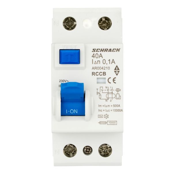 Residual Current Circuit Breaker 10kA, 40A, 2-pole, 100mA image 1